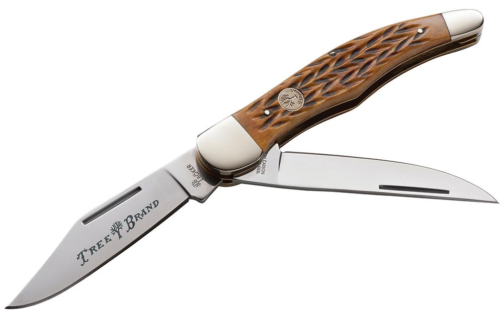 Boker Traditional Series Clip Point/Skinning Folding Knife w/Plain Edge & Jigged Brown Bone Handle (11027355)