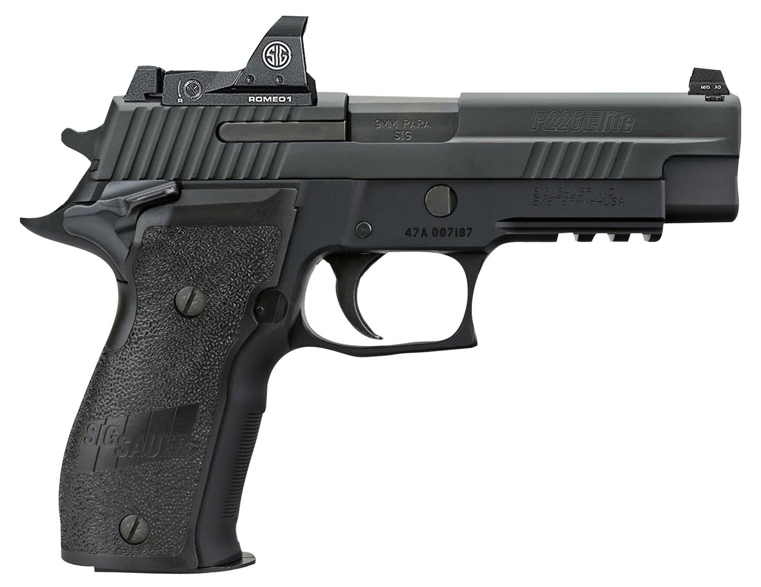 Sig P226 Pistol w/Romeo1 Reflex Sight 226R9BSESAOR, 9mm, 4.4", Black 1-Piece Ergo Grips, Black Hard Coat Anodized Finish, 10 Rds