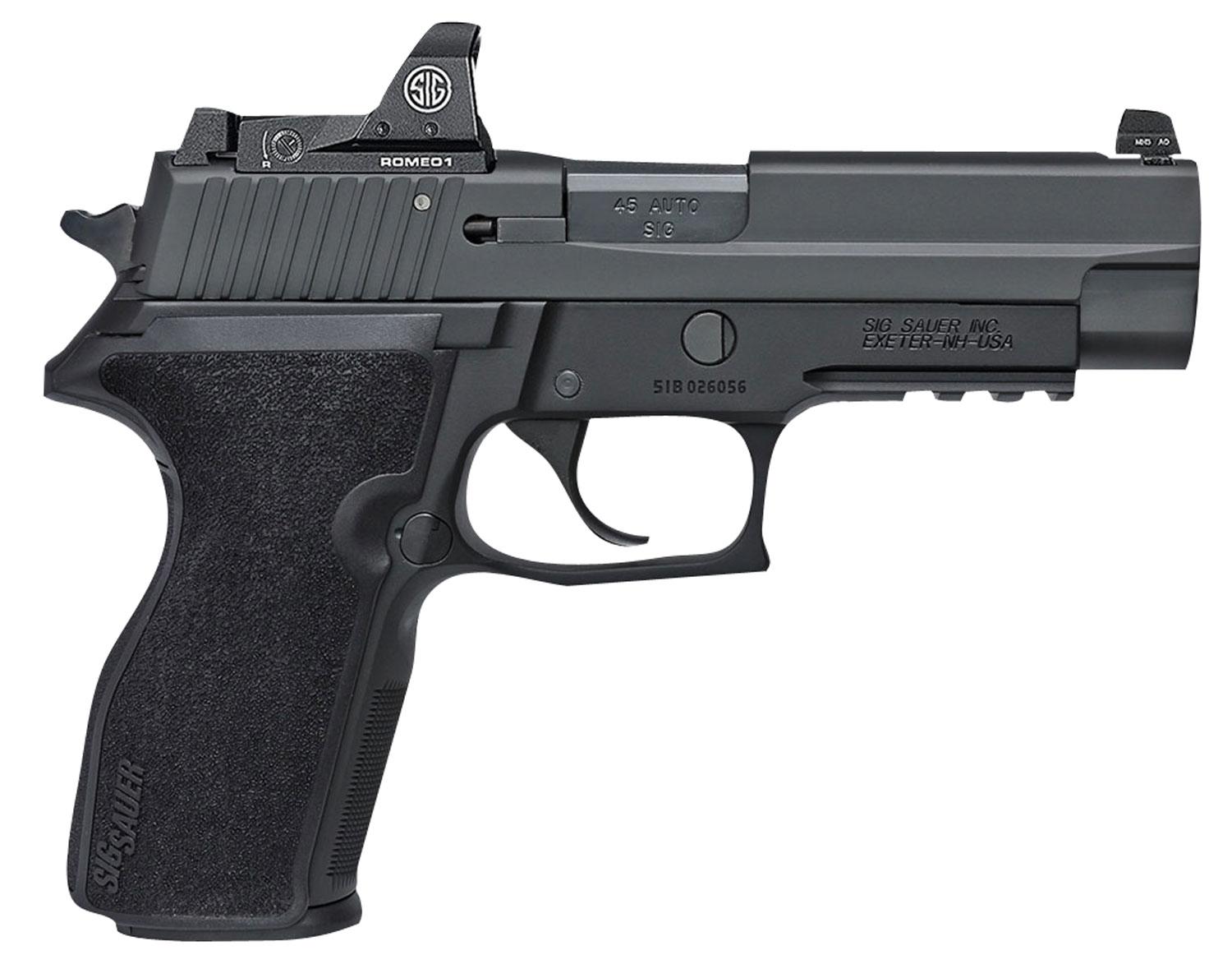 Sig P227 Pistol w/Romeo1 Reflex Sight 227R45BSSRX, 45 ACP, 4.4", Black 1-Piece Ergo Grips, Black Hard Coat Anodized Finish, 10 Rds