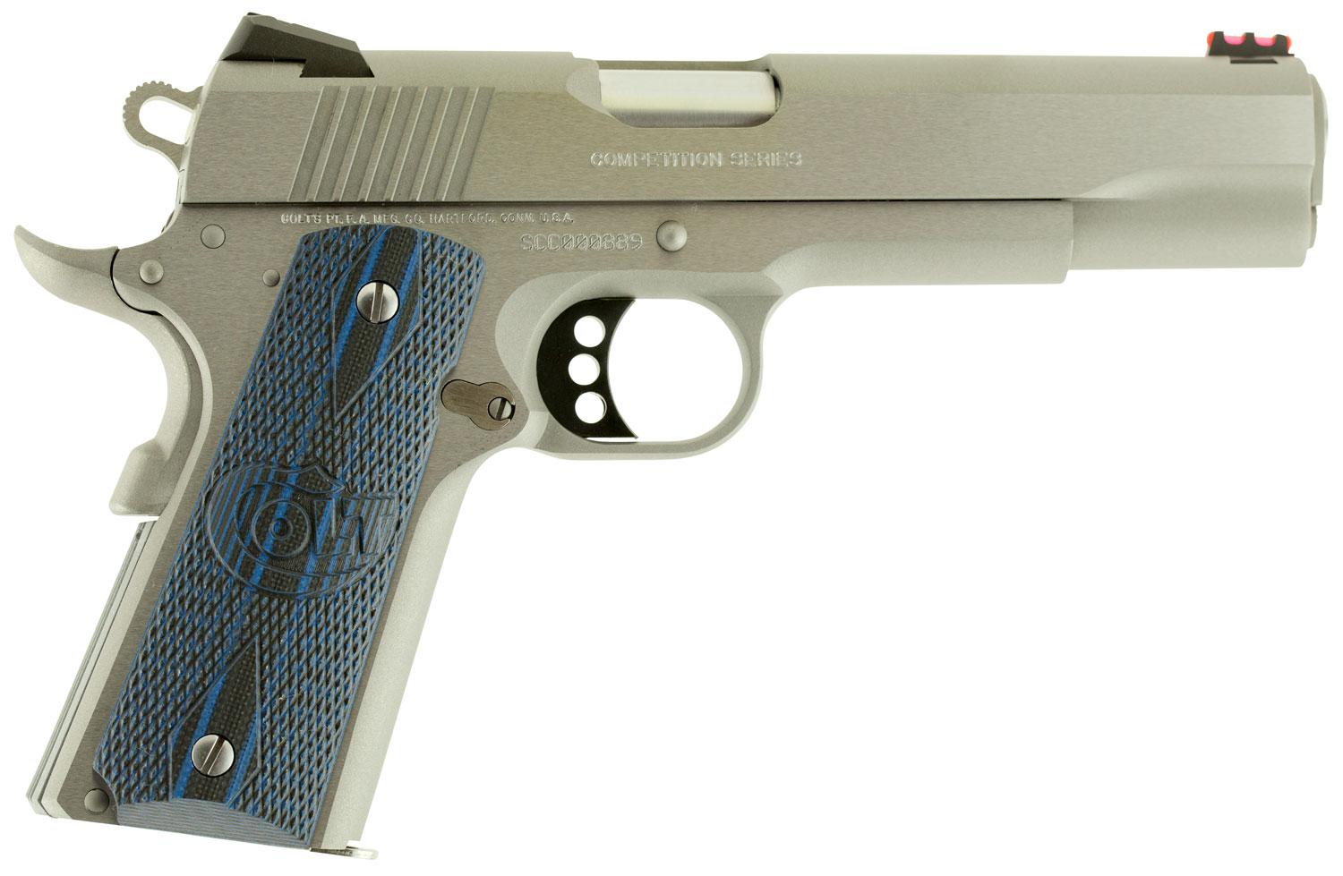 Colt 1911 Competition Pistol O1080CCS, 45 ACP, 5", Blue G10 Grips, Stainless Steel Finish, 8 Rds