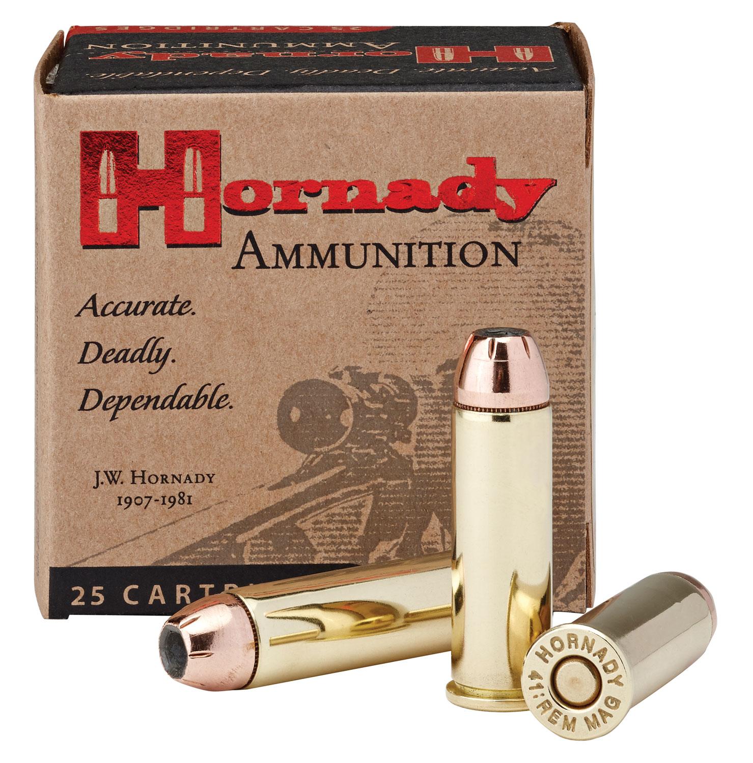 Hornady Custom Handgun Ammunition 9077, 41 Remington Mag, XTP, 210 GR, 1545 fps, 20 Rd/Bx