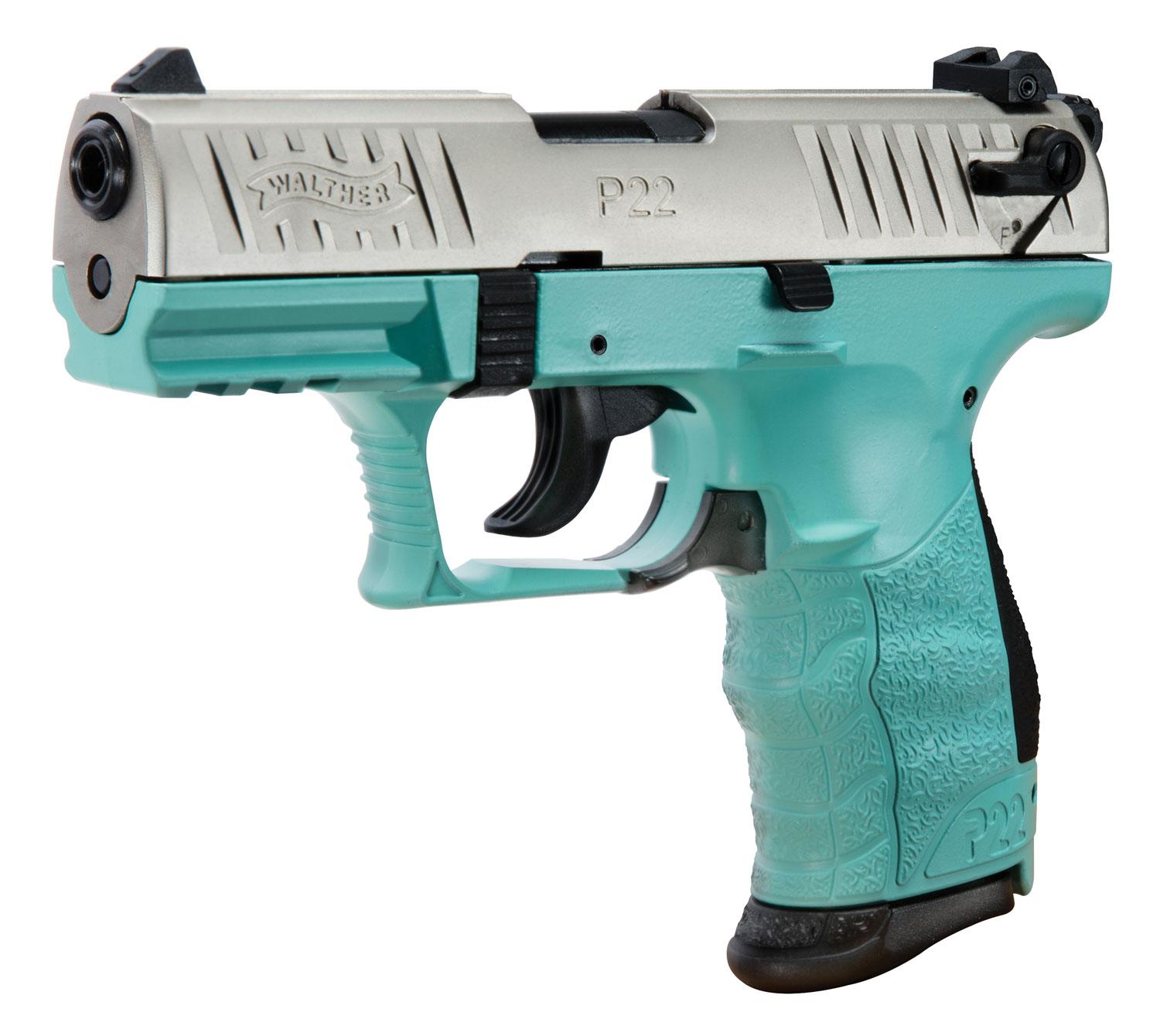 Walther P22 Pistol 5120360, 22 LR, 3.4",Polymer Grip, Angel Blue Finish