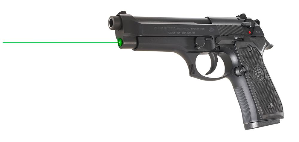 Beretta 92FS Semi-Auto Pistol SPEC0591A, 9mm, 4.9", Black Plastic Grips, Black Finish, Lasermax Green Laser Guide Rod, 15 Rds