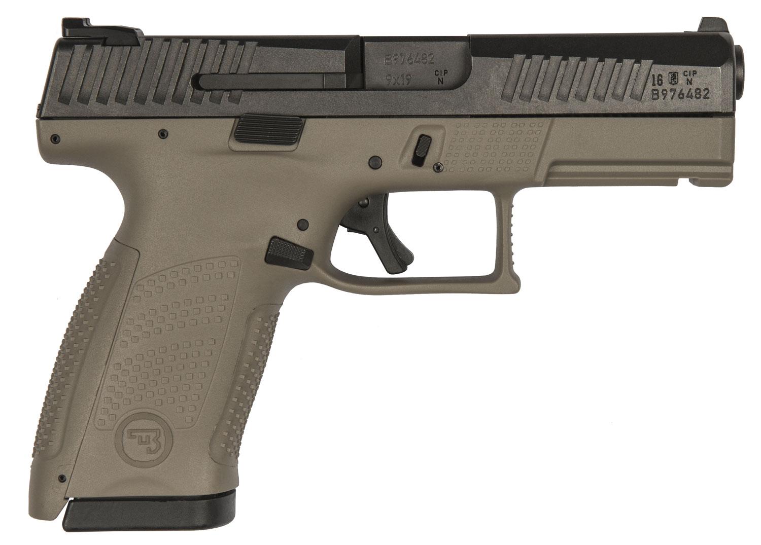 CZ-USA P-10 Compact Pistol 01521, 9mm, 4", Flat Dark Earth Interchangeable Backstrap Grips, Flat Dark Earth Finish, 10 Rds