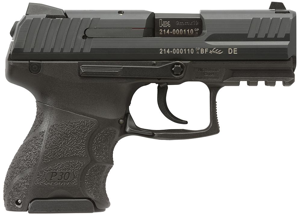 Heckler & Koch P30SK V1 Sub-Compact DAO Pistol 730901KLEA5, 9mm, 3.3", Black Interchangeable Backstrap Grips, Black Finish, 10 Rds