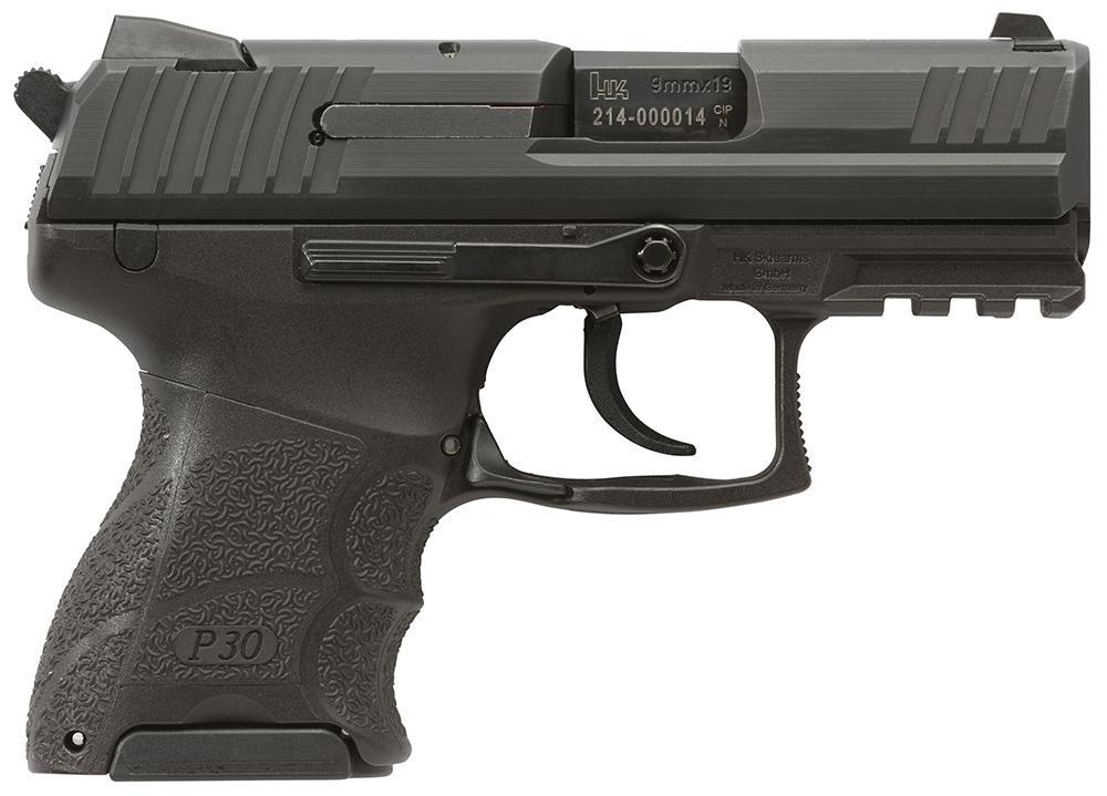 Heckler & Koch P30SK Sub-Compact DA/SA Pistol 81000086, 9mm, 3.3", Black Interchangeable Backstrap Grips, Black Finish, 10 Rds
