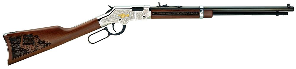 Henry Silver Boy Salute to Scouting Lever Action Rifle H004STS, 22 LR, 20", American Walnut Stock, 16 Rds