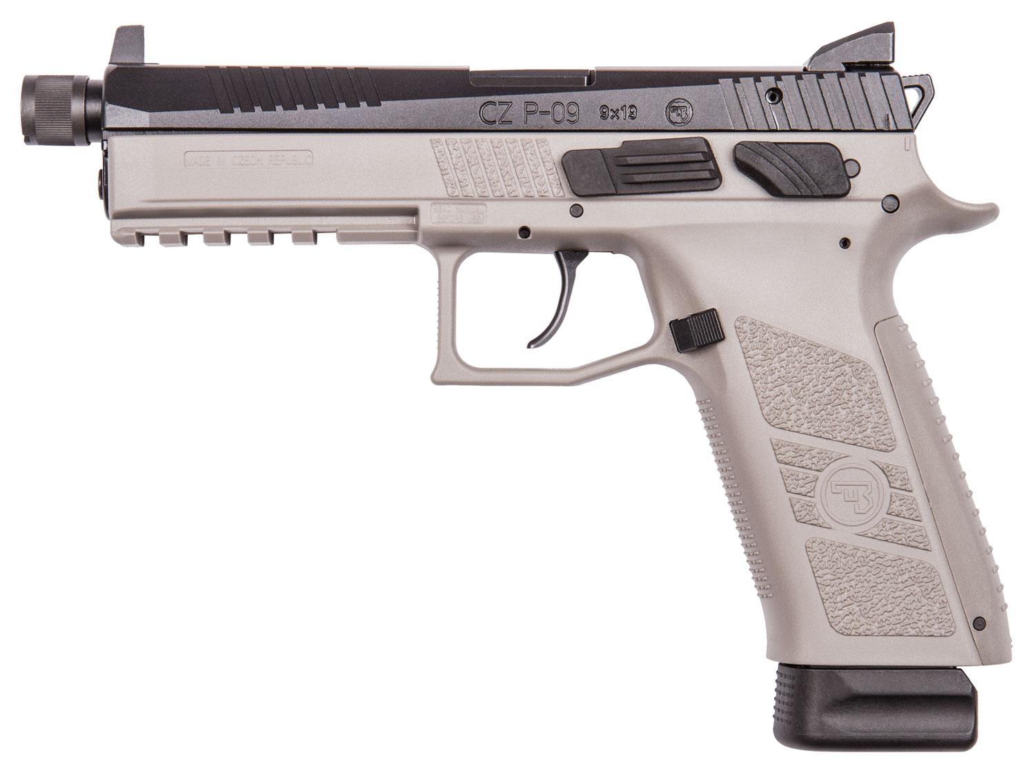 CZ-USA P-09 Pistol 91269, 9mm, 5.2" Threaded, Stippled Grips, Gray Finish, 19 Rds