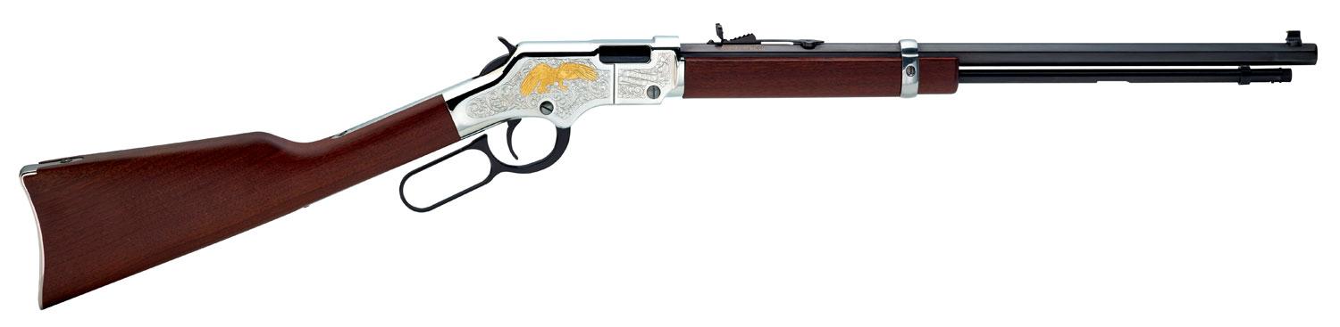 Henry Golden Eagle Lever Action Rifle H004GE, 22 Long Rifle, 20", Walnut Stock, Blued Barrel/Nickel Finish, 21 Rds