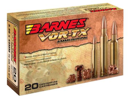 Barnes TSX Rifle Ammunition 31190, 5.56mm NATO, TSX Boat Tail, 62 GR, 3000 fps, 20 Rd/Bx
