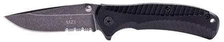 CAMPCO Uzi Accessories EVN Stone Wash I Tactical Folding Knife Straight/Serrated Combo w/G10 Black Handle (UZKFDR016)