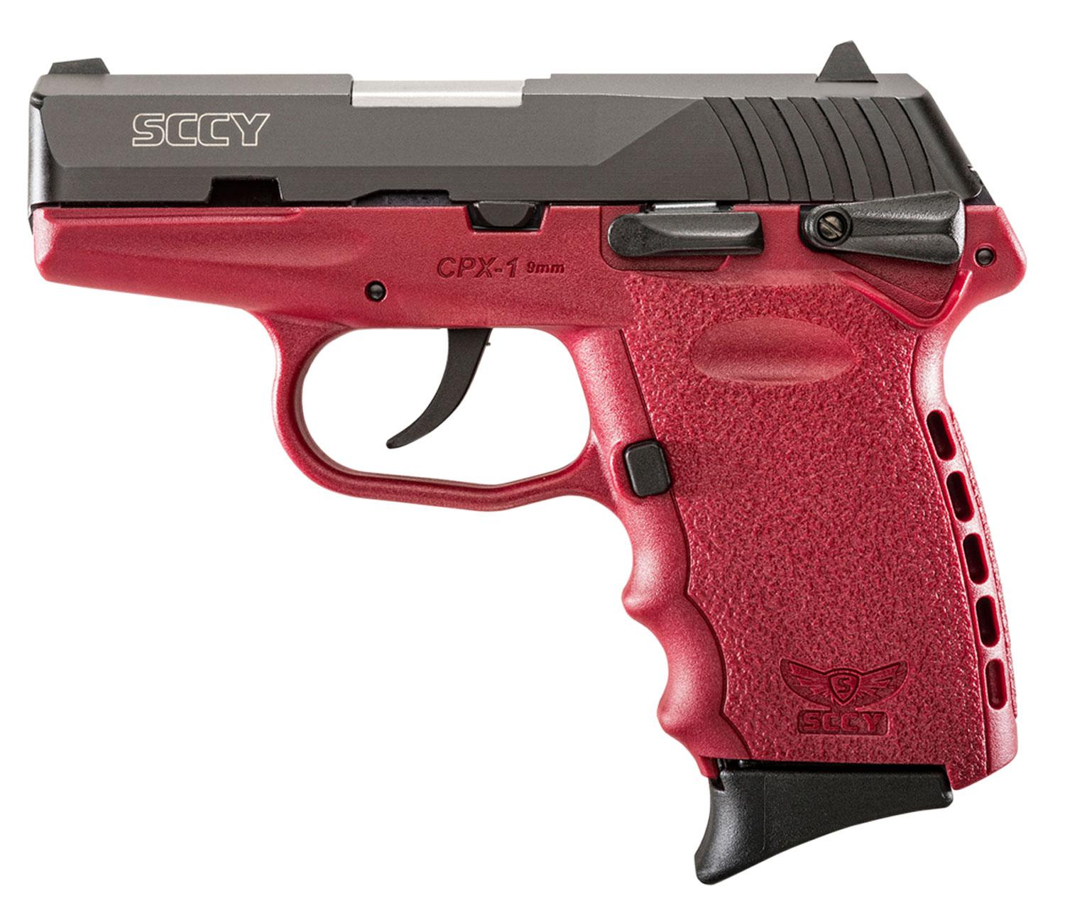SCCY Industries CPX-1 Pistol CPX1CBCR, 9mm, 3.1", Crimson Polymer Grip/Frame, Crimson Finish, 10 Rds