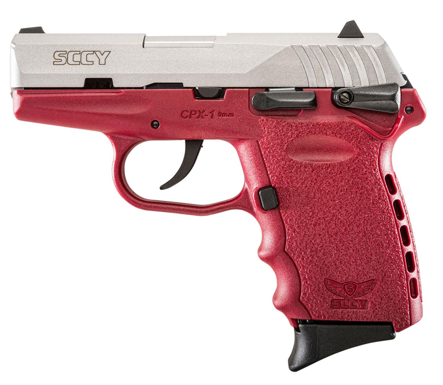SCCY Industries CPX-1 Pistol CPX1TTCR, 9mm, 3.1", Crimson Polymer Grip/Frame, Crimson Finish, 10 Rds