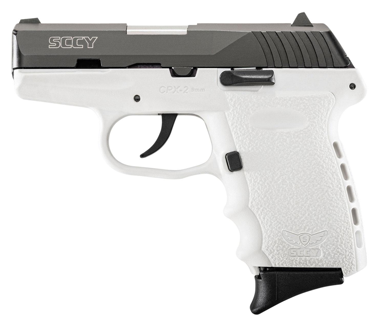 SCCY Industries CPX-2 Pistol CPX2CBWT, 9mm, 3.1", White Polymer Grip/Frame, White Finish, 10 Rds
