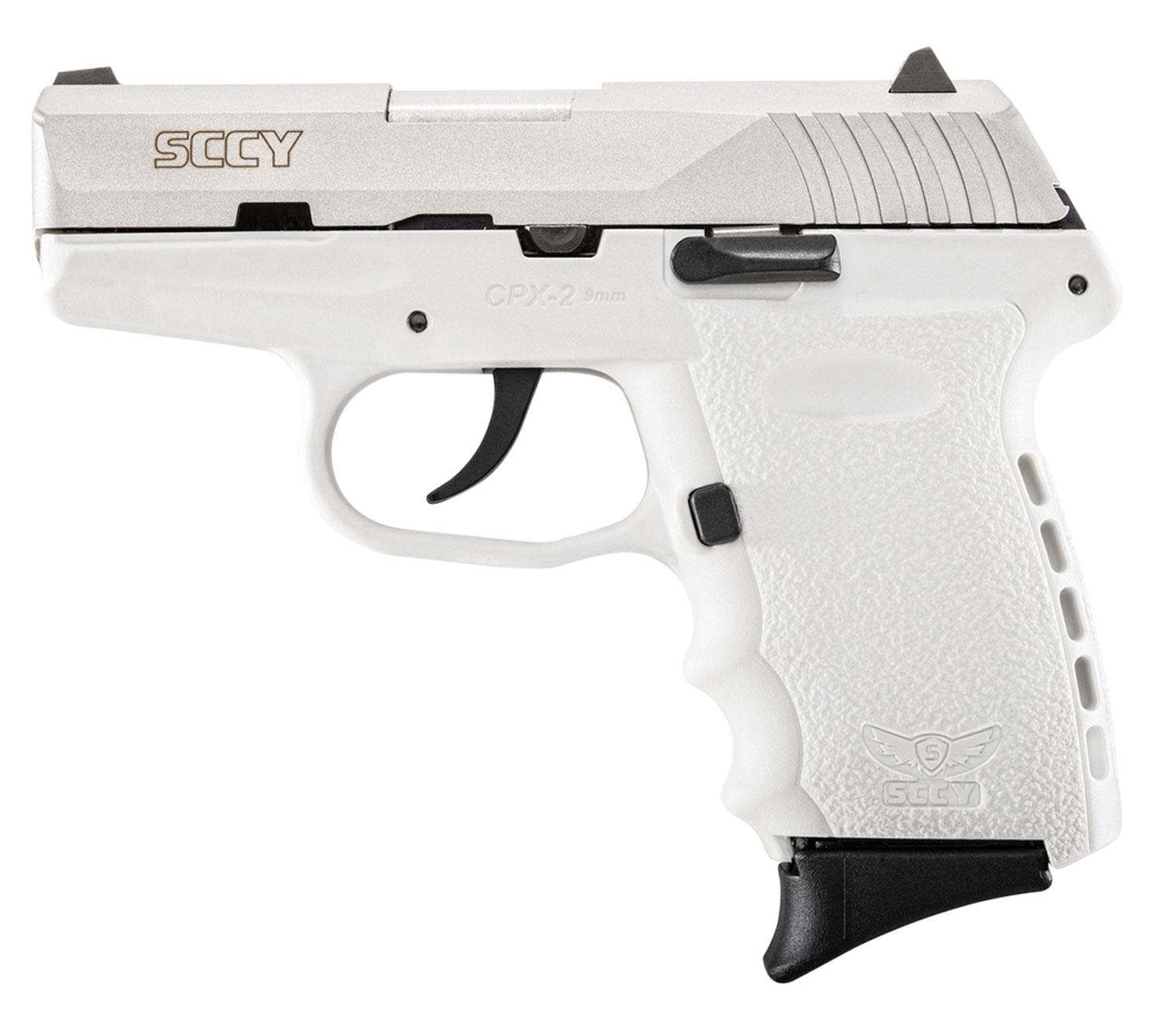 SCCY Industries CPX-2  Pistol CPX2TTWT, 9mm, 3.1", White Polymer Grip/Frame, White Finish, 10 Rds