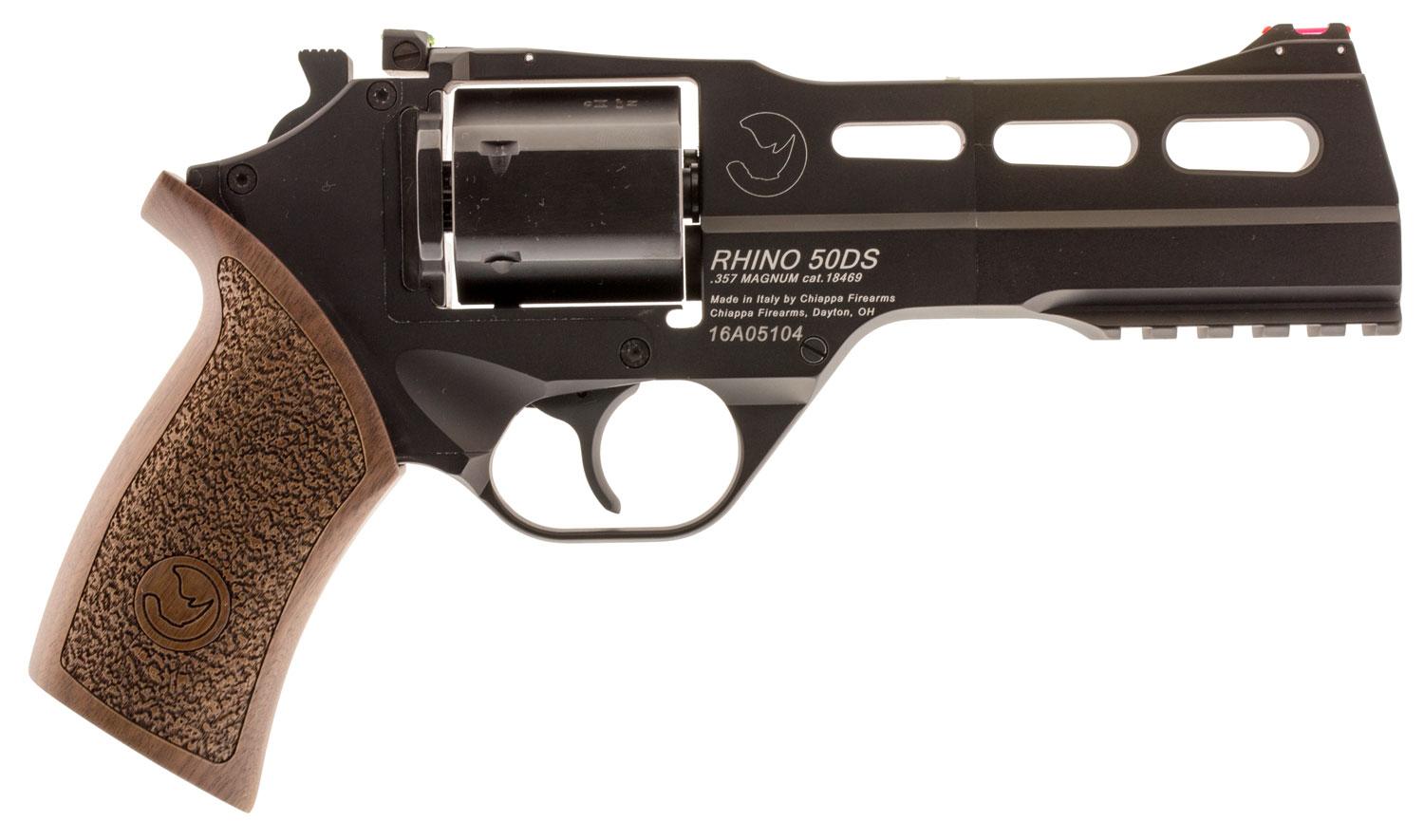 Chiappa Rhino 50DS Revolver 340220, 357 Mag, 5", Walnut Grips, Black Aluminum Alloy Finish, 6 Rds