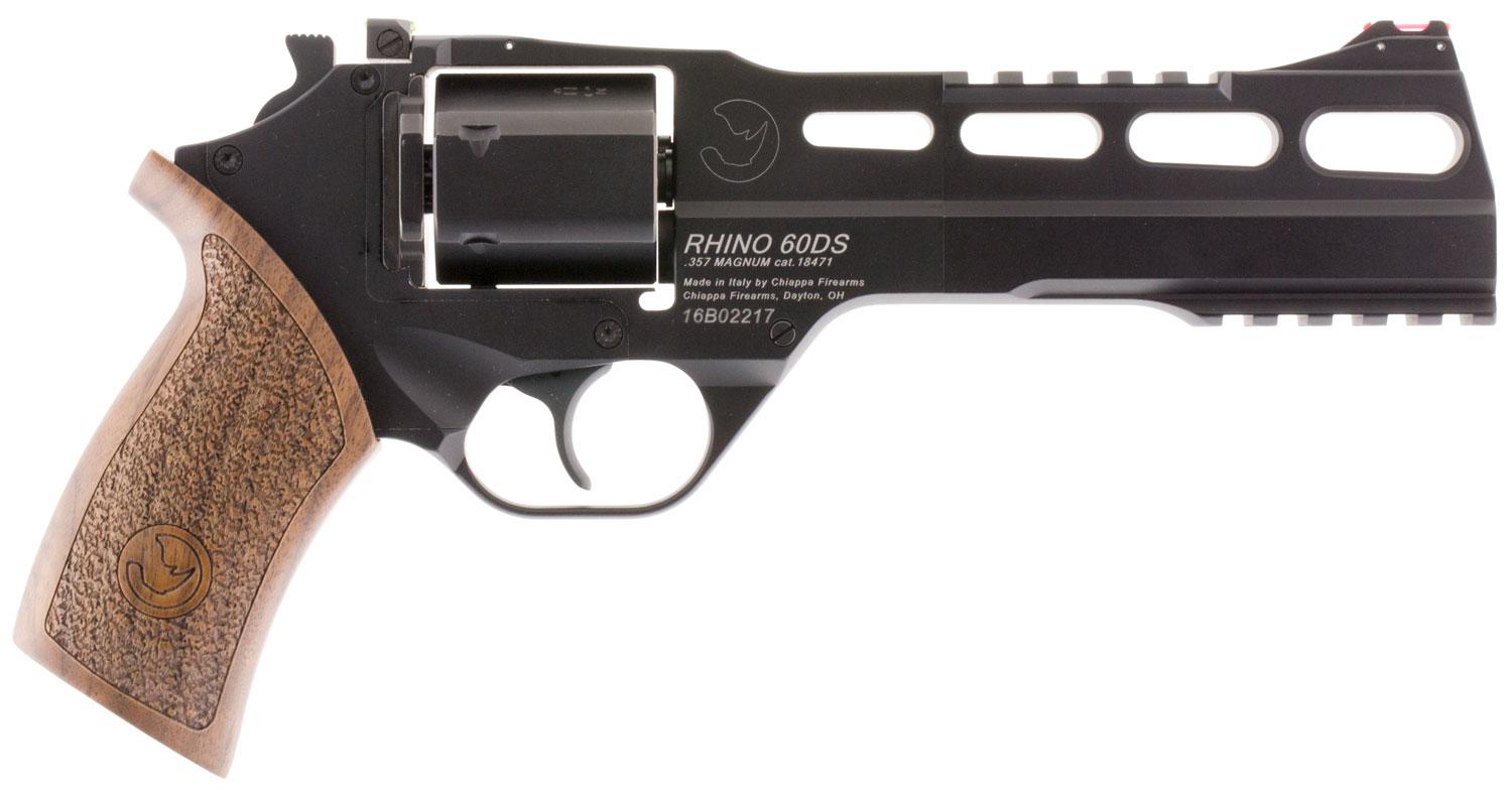 Chiappa Rhino 60DS Revolver 340221, 357 Magnum, 6", Walnut Grips, Black Aluminum Alloy Finish, 6 Rds
