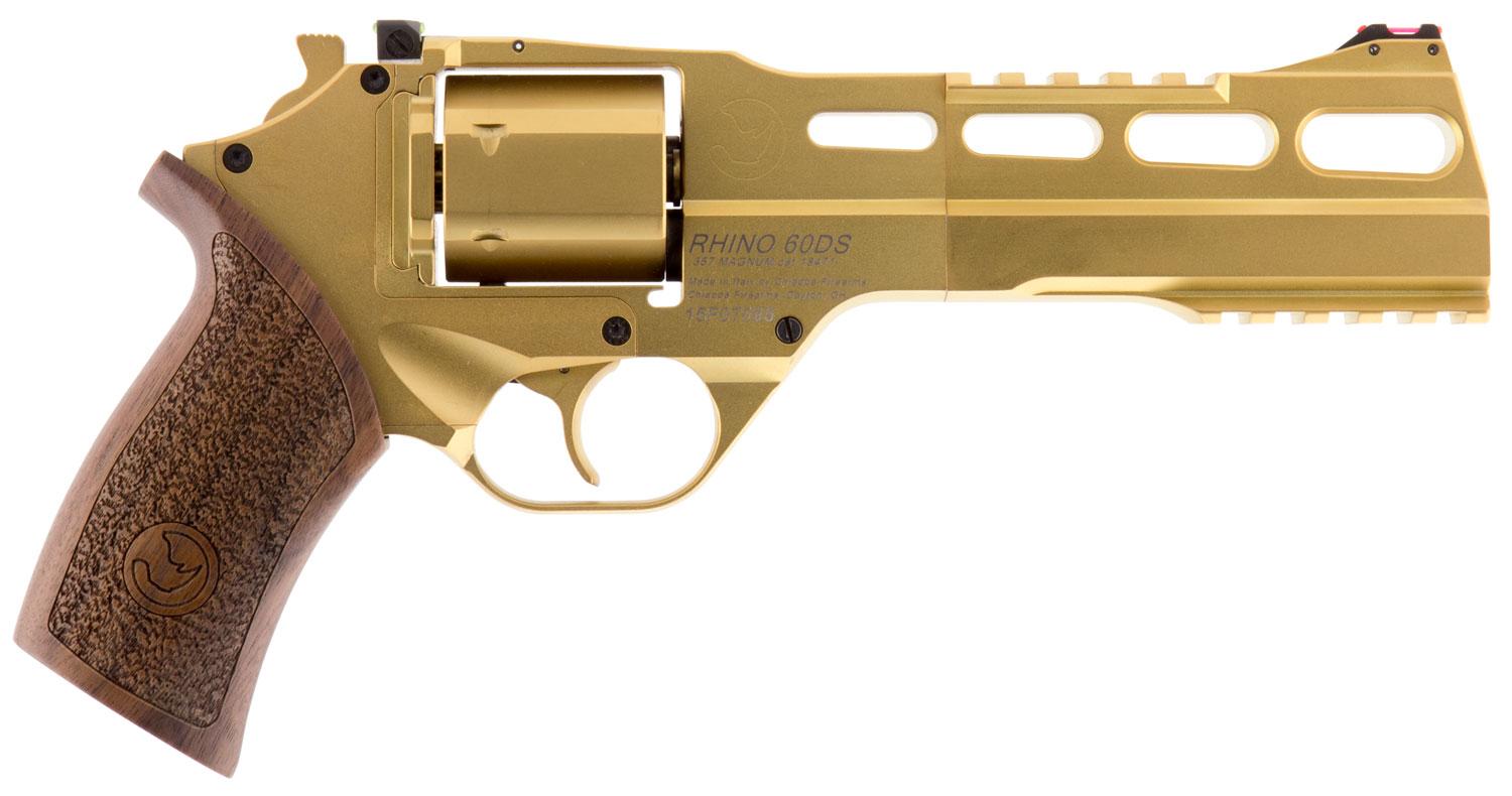 Chiappa Rhino 60DS Revolver 340225, 357 Magnum, 6", Walnut Grips, Gold Finish, 6 Rds