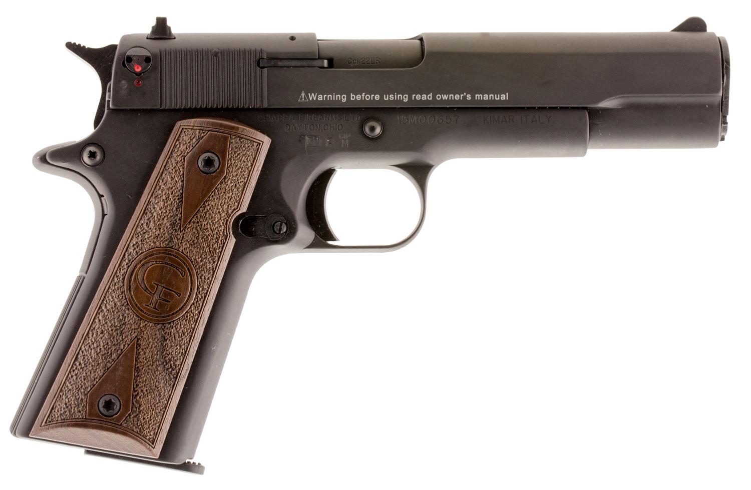 Chiappa 1911 22 Standard Pistol 401038, 22 Long Rifle, 5", Wood Grips, Black Finish, 10 Rds