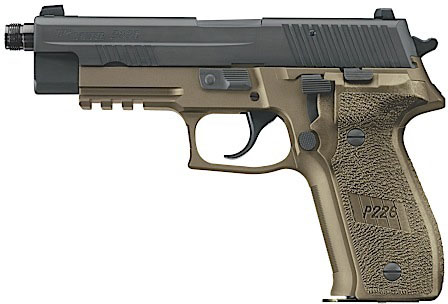 Sig P226 Pistol E26R9CBTTB, 9mm, 4.4 in Threaded, Dark Earth Polymer Grip, Black/Dark Earth Finish, Night Sights, 15 Rd