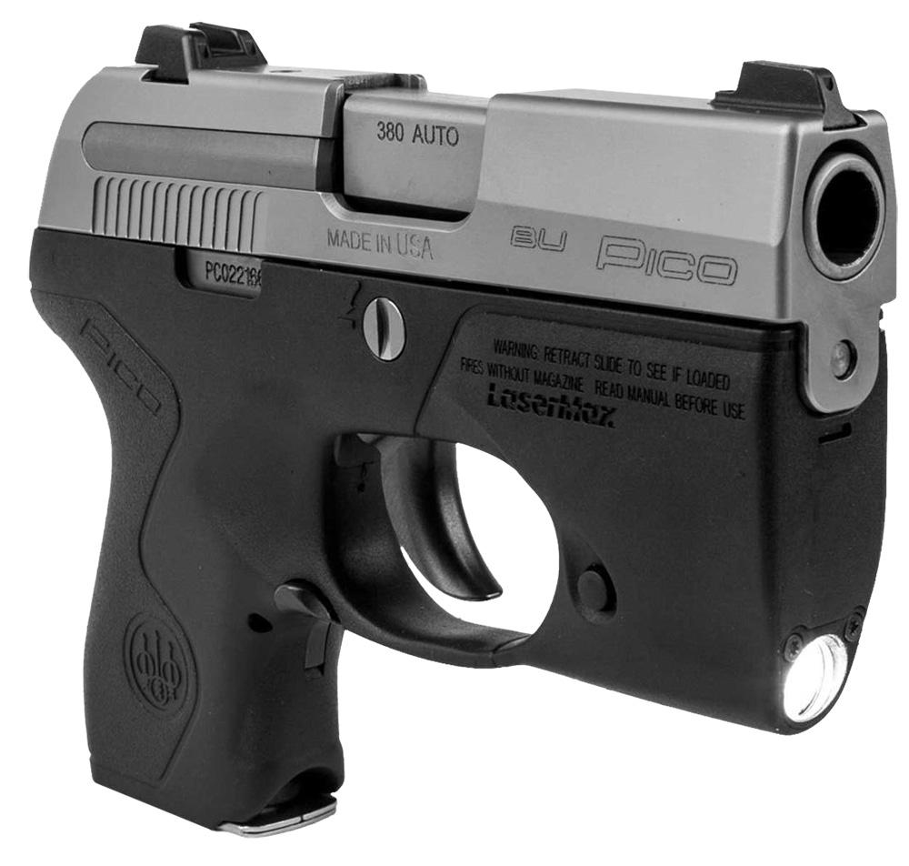 Beretta Pico LaserMax Light Double Action Pistol JMP8D25LML, 380 ACP, 2.7", Black Polymer Grips, Black Finish, 6 Rds