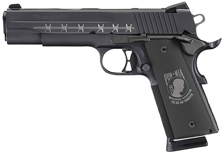 Sig 1911 POW-MIA Pistol 191145POWMIABLK, 45 ACP, 5 in, Hogue Pow Grip, Black Finish, Low Profile Sights, 8 Rd