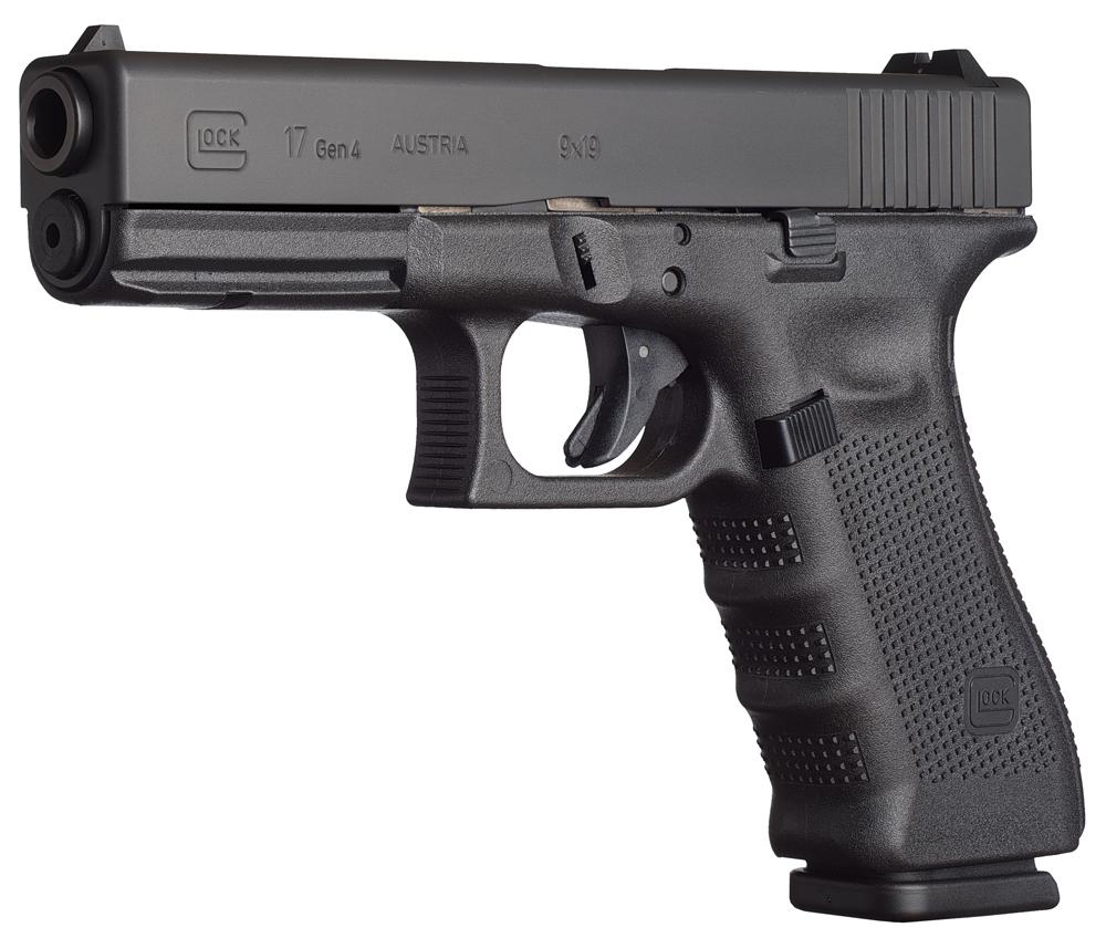Glock G17 Gen 4 Pistol PG1750201MOS, 9mm, 4.48", Black Interchangeable Backstrap Grips, Black Finish, 10 Rds