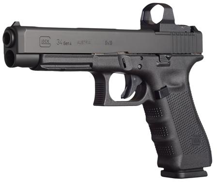 Glock G34 Gen 4 Competition Pistol UG3430101MOS, 9mm, 5.3", Black Interchangeable Backstrap Grips, Black Finish, 10 Rds