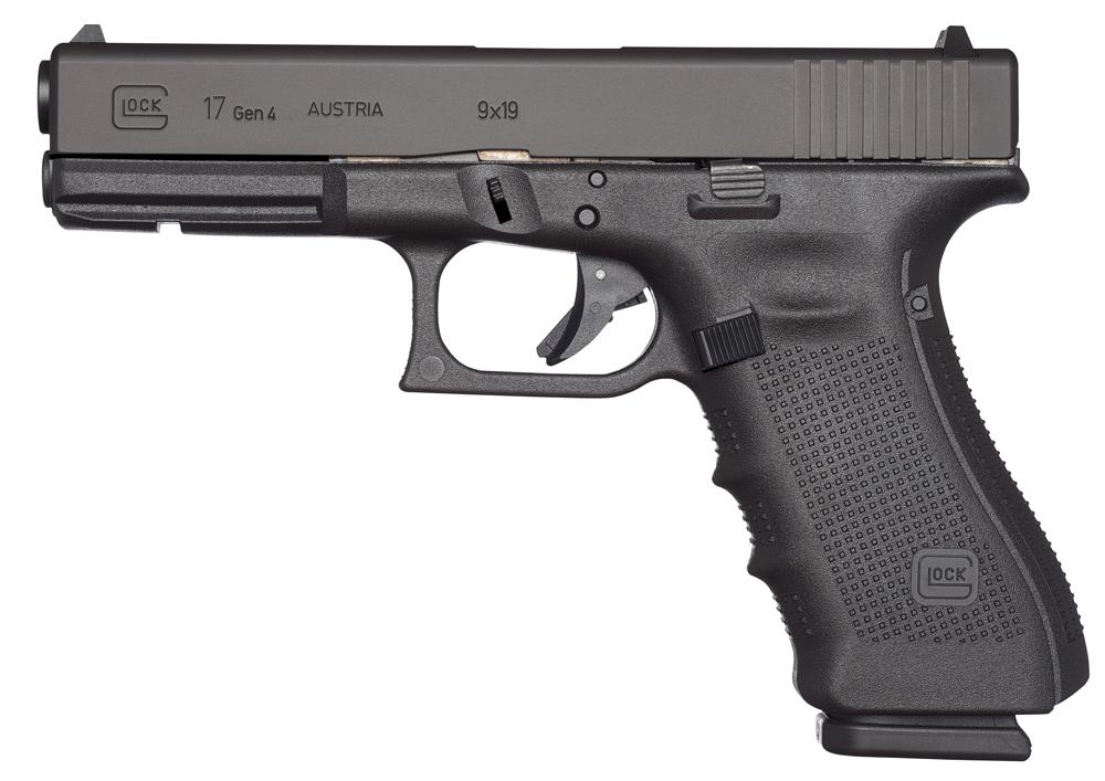 Glock G17 Gen 4 Pistol UG1750201, 9mm, 4.48", Black Interchangeable Backstrap Grips, Black Finish, 10 Rds