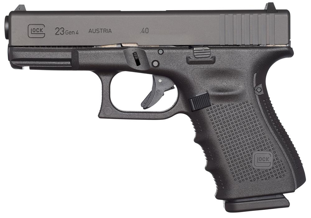 Glock G23 Gen 4 Compact Pistol UG2350201, 40 S&W, 4", Black Interchangeable Backstrap Grips, Black Finish, 10 Rds