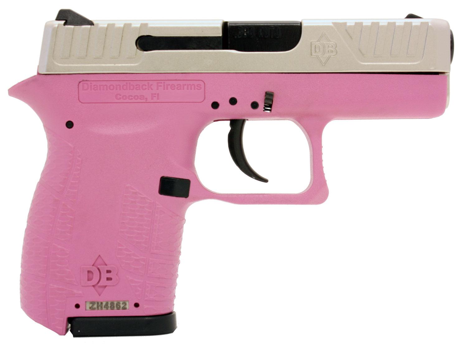 Diamondback DB380 Double Action Pistol DB380HPEX, 380 ACP, 2.8", Pink Polymer Grip/Frame, Pink Finish, 6 Rds