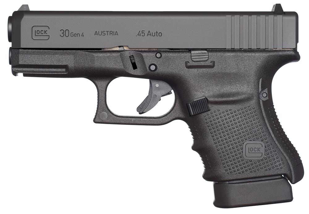 Glock G30 Gen 4 Pistol UG3050201, 45 ACP, 3.7", Black Polymer Grips, Black Finish, 10 Rds