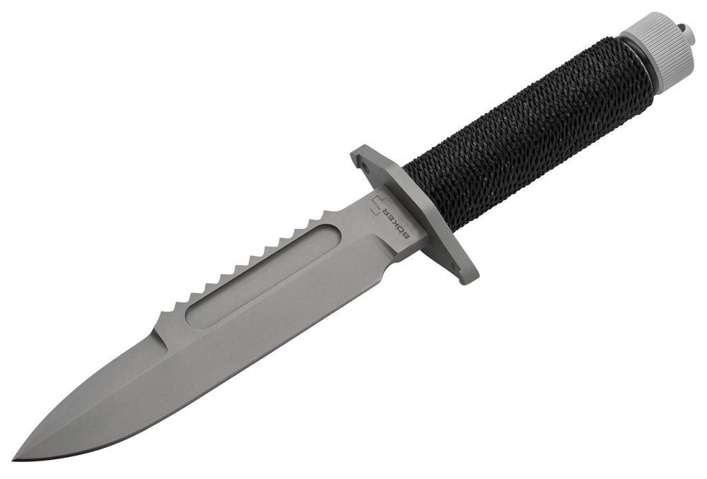 Boker Plus Fixed Blade Field Knife w/Partially Serrated Edge & Cord Black Handle (02BO001)
