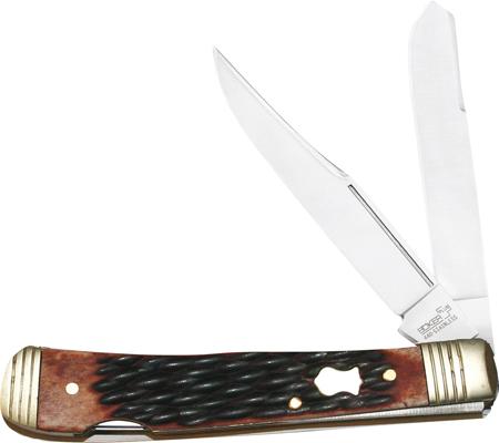 Boker Plus Double Lock Trapper Clip Point/Spey Folding Knife w/Plain Edge & Synthetic Bone Handle (01BO206)