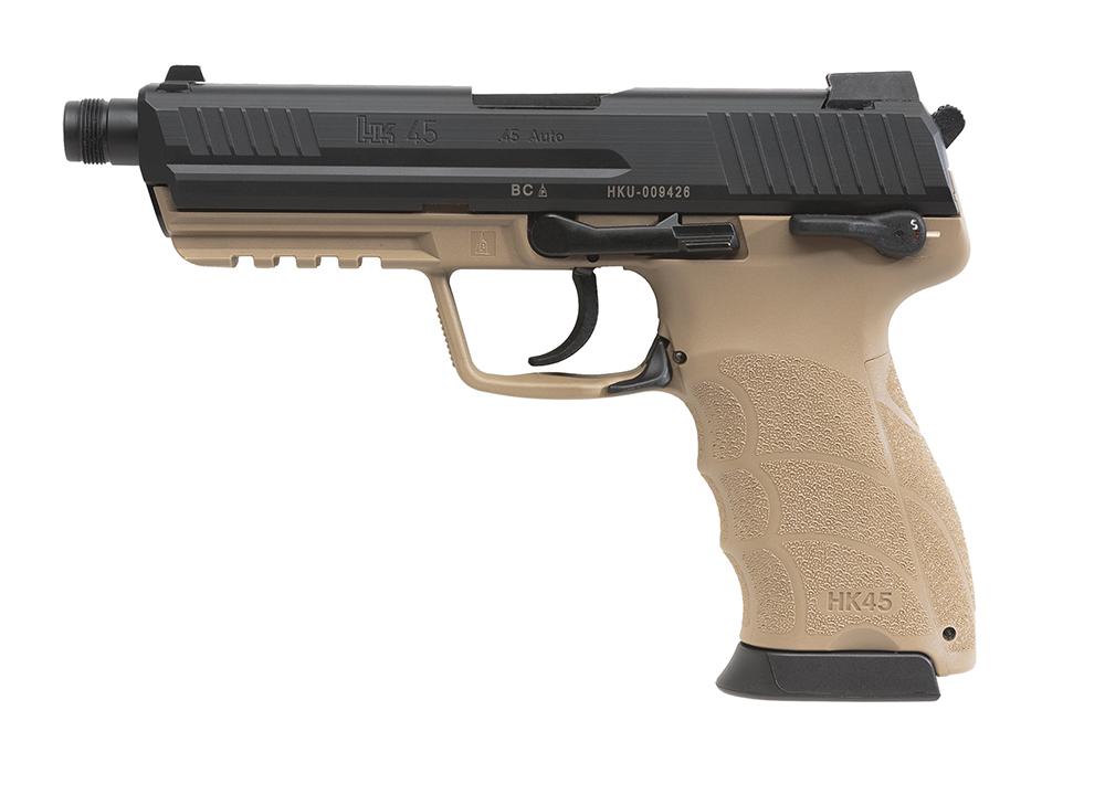 Heckler & Koch HK45 Tactical DAO Pistol 745007TTA5, 45 ACP, 5.2", Desert Tan Interchangeable Backstrap Grips, Desert Tan Finish, 10 Rds