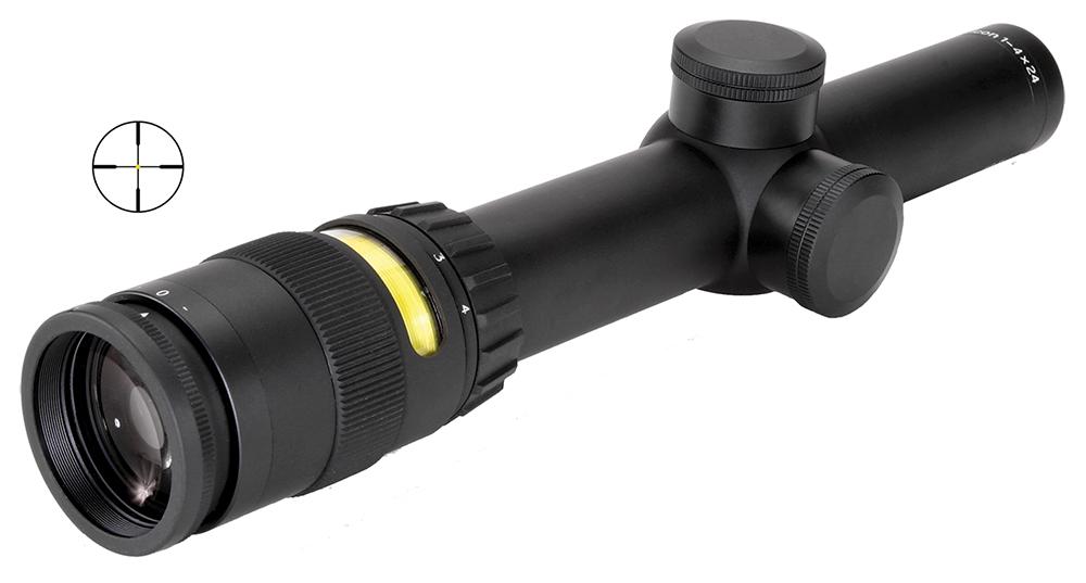 Trijicon AccuPoint Rifle Scope 200070, 1-4x, 24mm Obj, 30mm Tube, Black, Triangle Amber Reticle