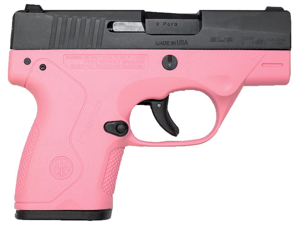 Beretta Nano Micro Compact Carry Pistol JMN9S65, 9mm, 3.1", Pink Poly Grip/Frame, Pink Finish, 8 Rds
