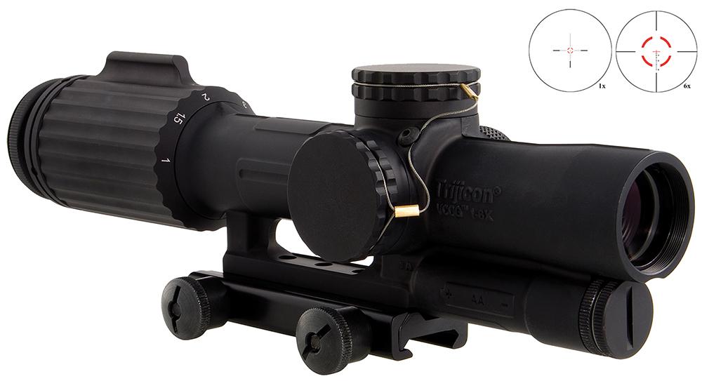 Trijicon VCOG Rifle Scope 1600004, 1-6x, 24mm Obj, Black, Segmented Circle/Crosshair Red Reticle