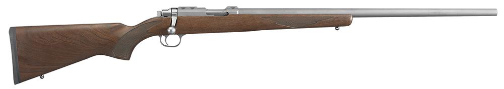 Ruger 77/22VM Bolt Action Rifle 7043, 22 WMR, 24", American Walnut Stock, Stainless Finish, 9 Rds