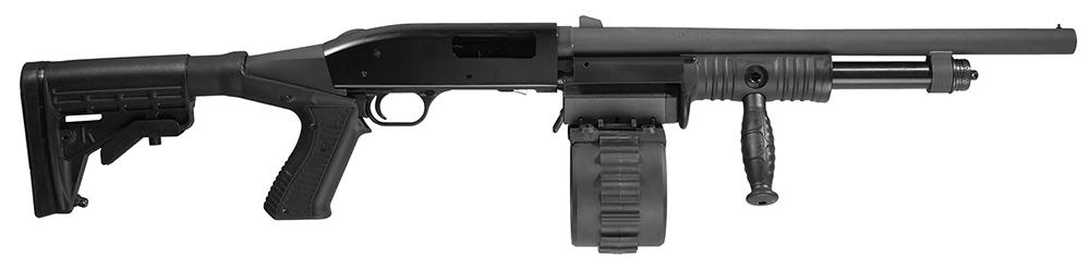 Adaptive Tactical Sidewinder Mav 88 Pump Shotgun 00201, 12 Gauge, 18.5", 2.75" Chmbr, Synthetic Adjustable Black Stock, Blued Finish