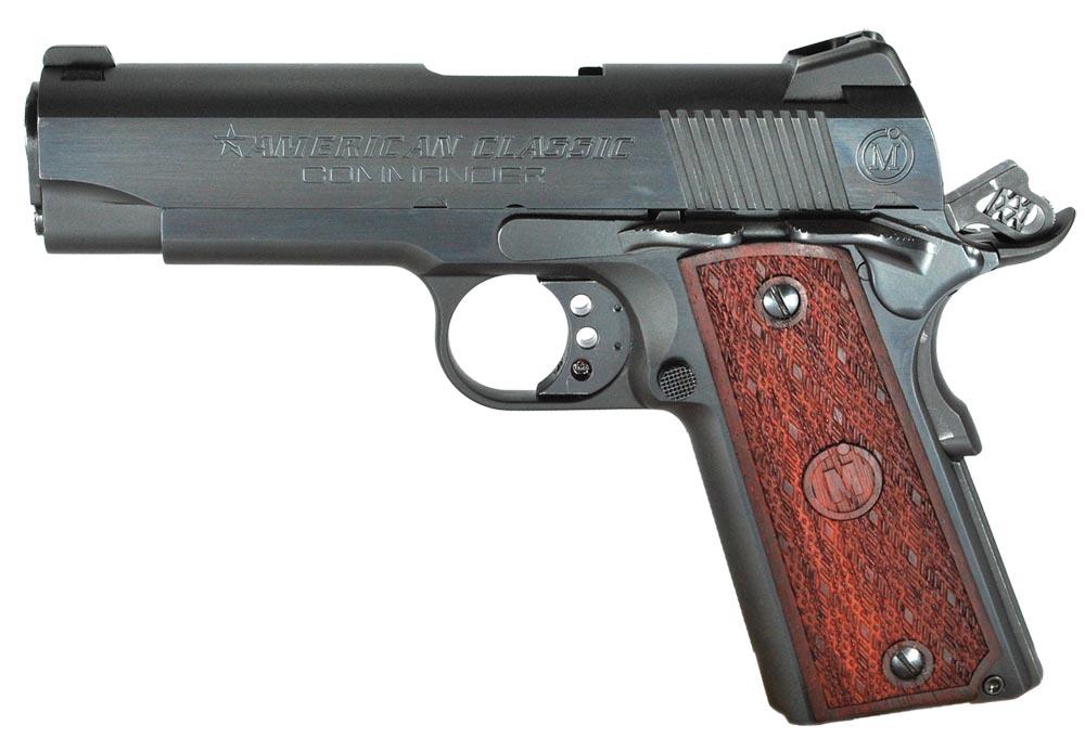 American Classic 1911 Cmpt Commander Pistol ACCC45B, 45 ACP, 4.3", Hardwood Grips, Blued Finish, 7 Rds
