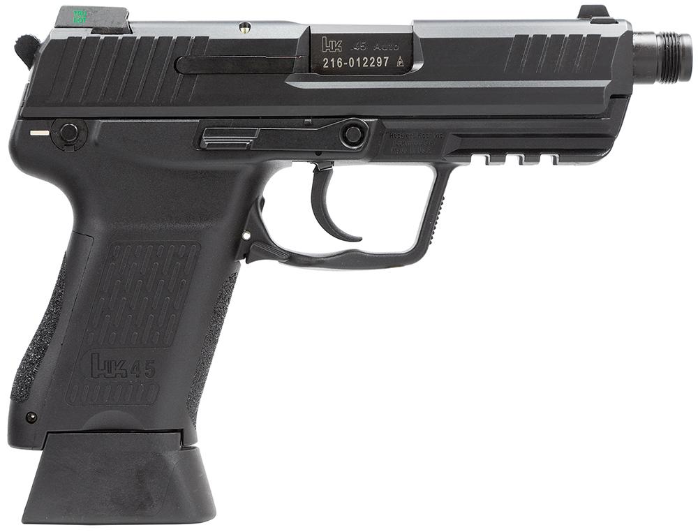 Heckler & Koch HK45 Compcat V1 DA/SA Pistol 745031TLEA5, 45 ACP, 4.6", Black Interchangeable Backstrap Grips, Black Finish, 8/10 Rds