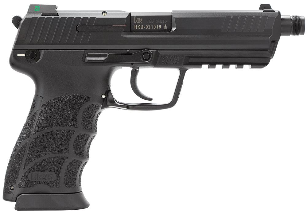 Heckler & Koch HK45 Tactical V1 DA/SA Pistol 745001TLEA5, 45 ACP, 5.2", Black Interchangeable Backstrap Grips, Black Finish, 10 Rds