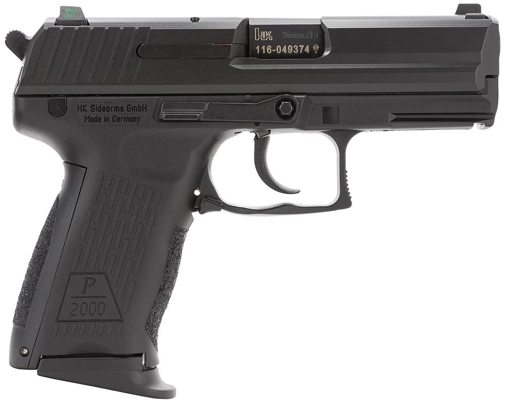 Heckler & Koch P2000 V3 DA/SA Pistol 709203LEA5, 9mm, 3.7", Black Interchangeable Backstrap Grips, Black Finish, 13 Rds
