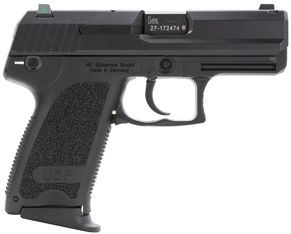 Heckler & Koch USP9 Compact V1 DA/SA Pistol 709031LEA5, 9mm, 3.6", Black Poly Grip/Frame, Black Finish, 13 Rds