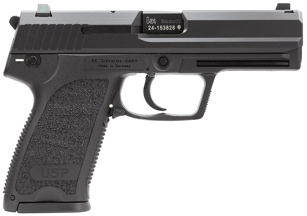 Heckler & Koch USP9 V1 DA/SA Pistol 709001LEA5, 9mm, 4.3", Black Poly Grip/Frame, Black Finish, 15 Rds