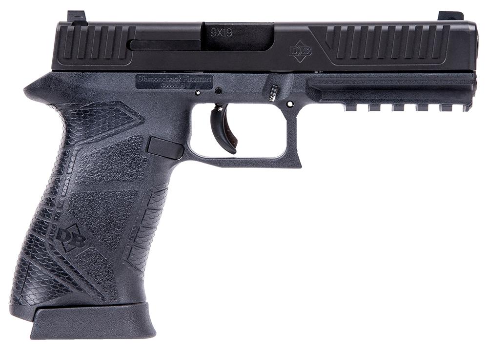 Diamondback DB9FS Pistol DB9FS, 9mm, 4.75", Black Polymer Grip/Frame, Black Finish, 15 Rds