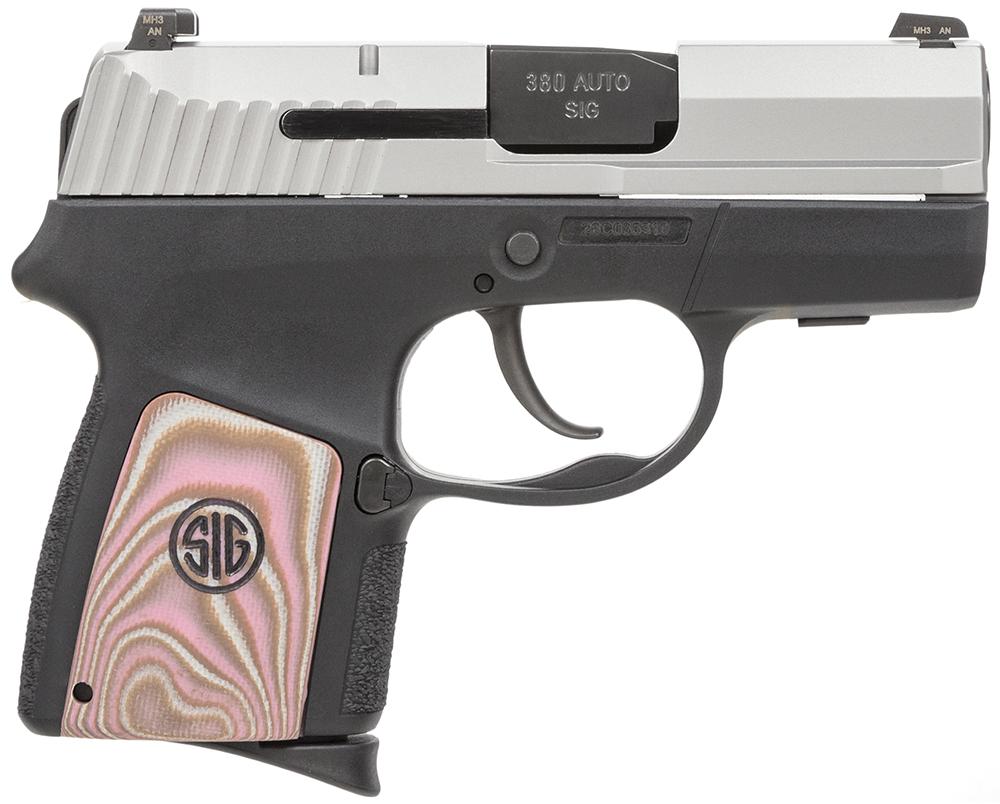 Sig P290RS Pistol 290RS380EPNK, 380 ACP, 2.9", Pink Enhanced G10 Grips, Black Finish, 8 Rds