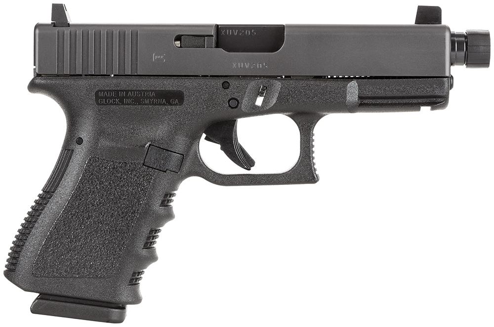 Glock 23 Gen3 Pistol PI2350201TB, 40 S&W, 4.0" Threaded, Black Polymer Grips, Black Finish, 10 Rds
