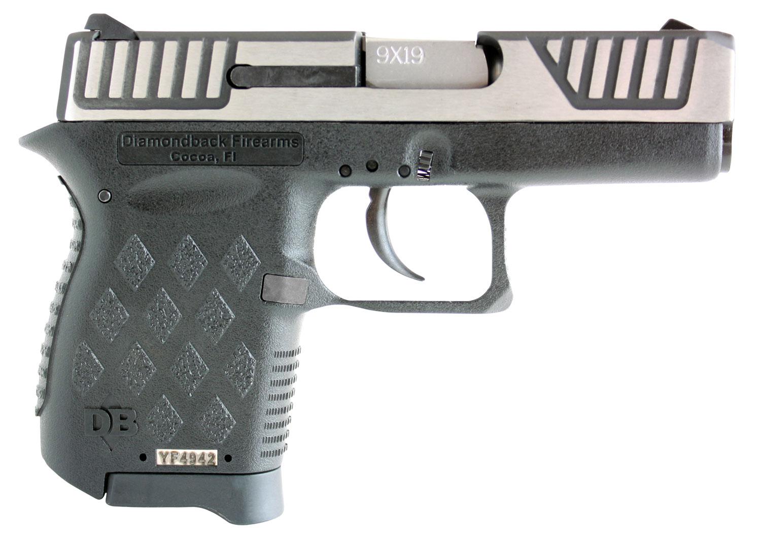Diamondback DB9 Double Action Pistol DB9SL, 9mm, 3", Black Polymer Grip/Frame, Black Finish, 6 Rds